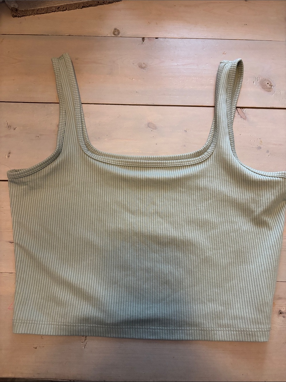 Women's Hollister Ribbed Square Neck Tank Top - Sage Green Size Large